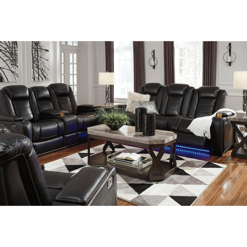 Signature Design by Ashley Party Time Power Reclining Leather Look Loveseat 3700318 IMAGE 18