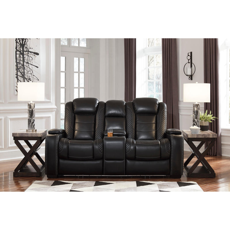 Signature Design by Ashley Party Time Power Reclining Leather Look Loveseat 3700318 IMAGE 4