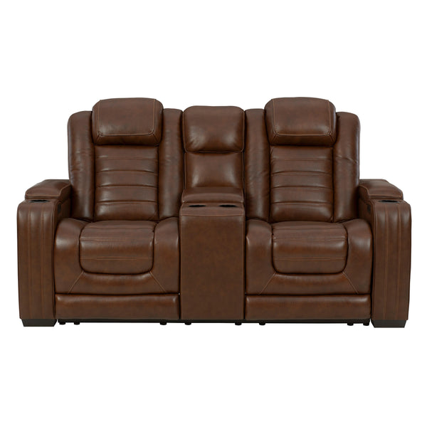 Signature Design by Ashley Backtrack Power Reclining Leather Match Loveseat U2800418 IMAGE 1