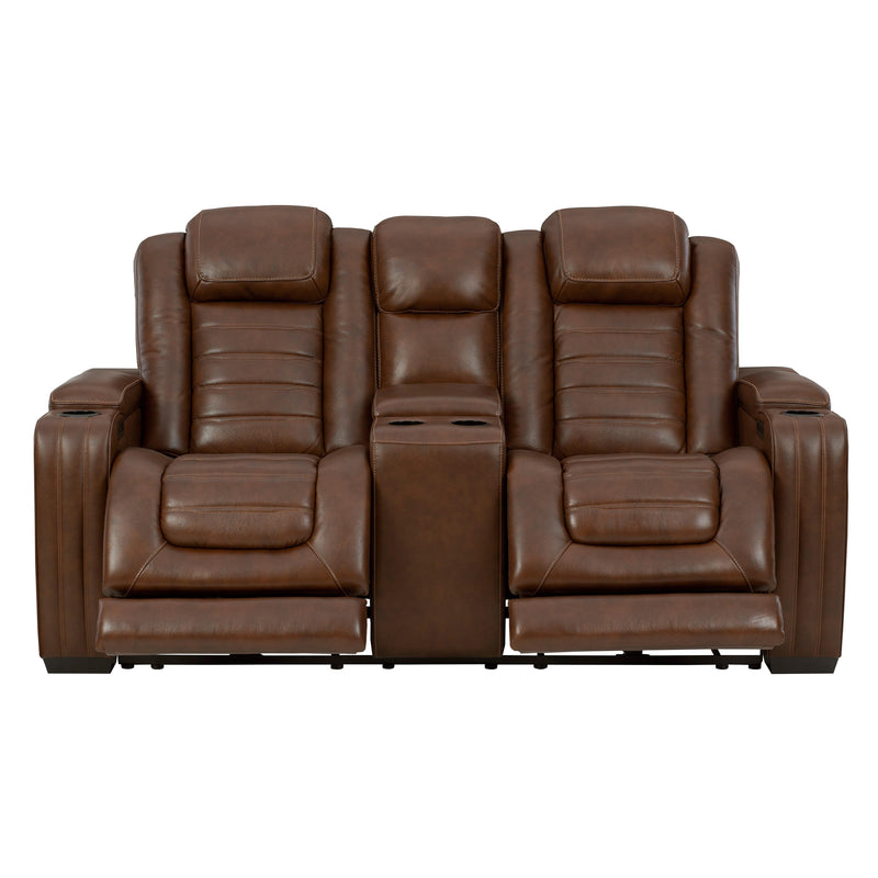 Signature Design by Ashley Backtrack Power Reclining Leather Match Loveseat U2800418 IMAGE 2