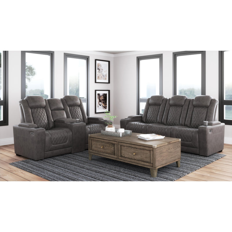 Signature Design by Ashley HyllMont Power Reclining Leather Look Loveseat 9300318 IMAGE 10