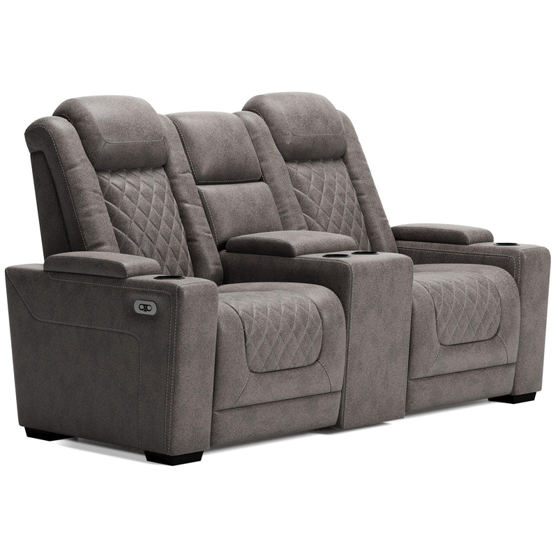 Signature Design by Ashley HyllMont Power Reclining Leather Look Loveseat 9300318 IMAGE 2