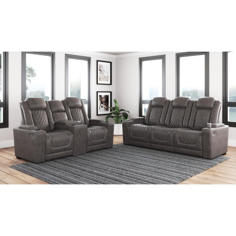 Signature Design by Ashley HyllMont Power Reclining Leather Look Loveseat 9300318 IMAGE 8